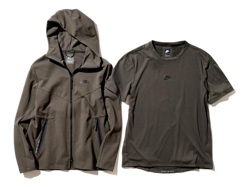 (左より)パーカ1万3000円、Tシャツ6500円/ともにナイキ スポーツウェア(ナイキ カスタマーサービス)