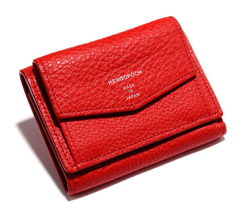 レッド三つ折りコンパクトウォレット1万9000円/エルゴポック(キヨモト NC事業部)